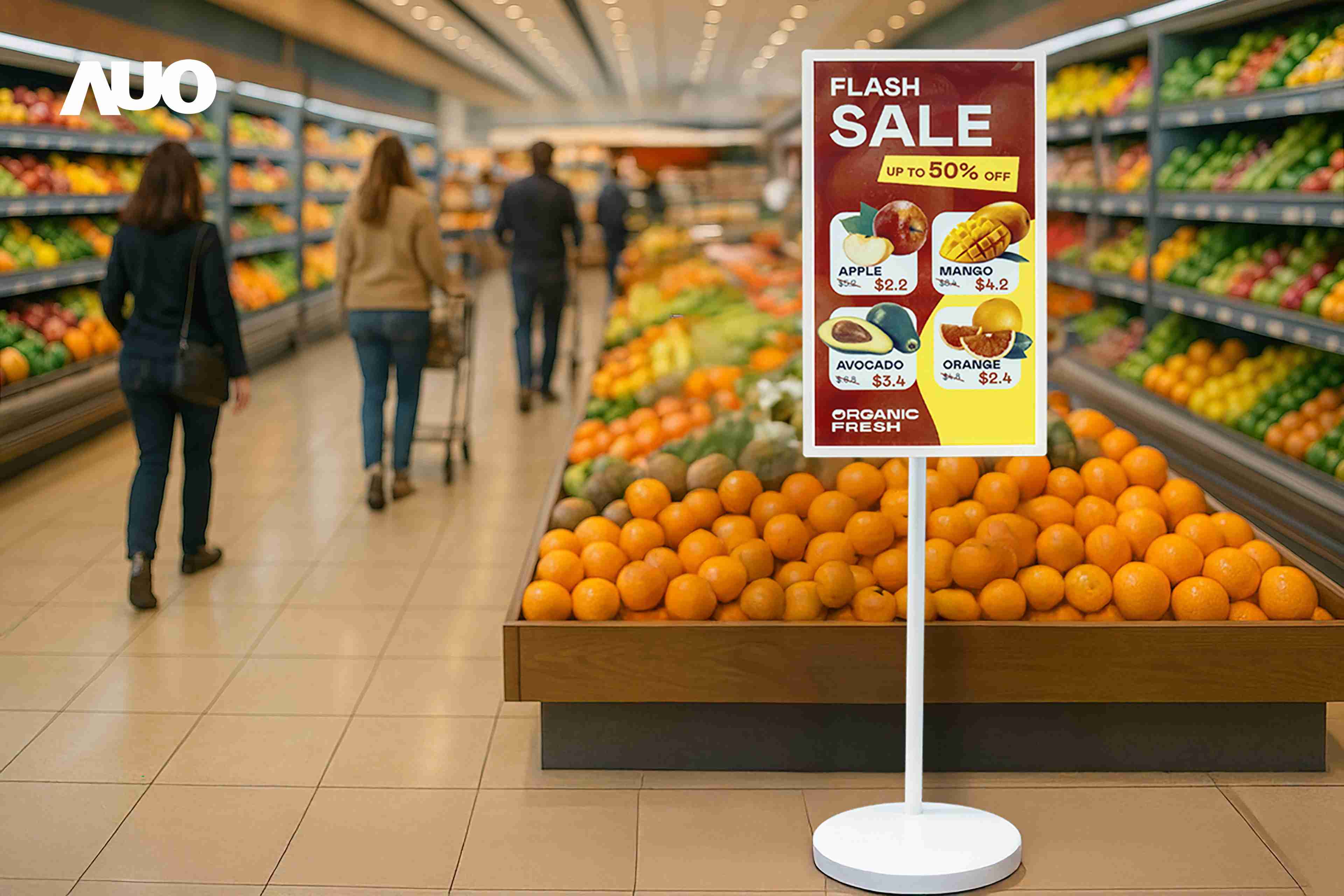 达擎首亮相低功耗、、、全彩的〝aecoPost电子纸解决方案〞，，，仅在更新画面时需要微量的电力驱动，，无需布建电线的便捷设计，，使其可灵活应用、、、、随意置放，，，，并可透过云端或行动装置app，，，轻松管理及排程广告内容，，，，晋升店头营销利器。。。。